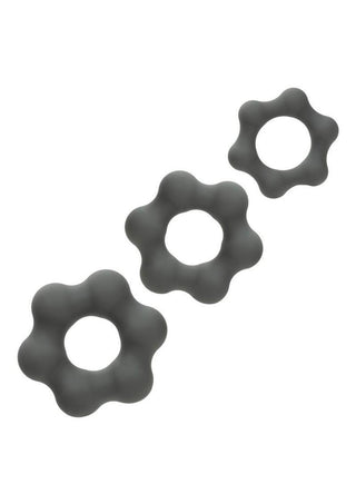 Alpha Liquid Silicone Cock Ring Endurance - Gray/Grey - 3 Piece/Set