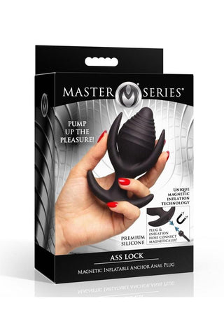 Ass Lock Magnetic Inflatable Anchor Silicone Anal Plug - Black