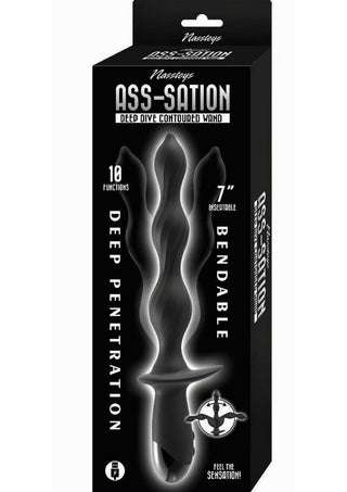 Ass-Sation Deep Dive Contoured Wand Rechargeable Silicone Anal Probe - Black