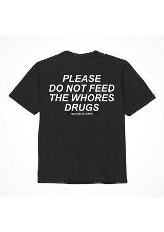 Assholes Live Forever Please Do Not Feed The Whore Drugs T-Shirt - Black - Small