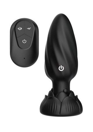 Atomic Rotating Vibrating Rechargeable Silicone Plug with Remote Control - Black