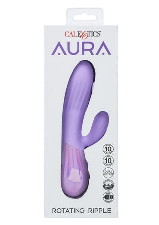 Aura Rotating Ripple Rechargeable Silicone Dual Massager - Purple