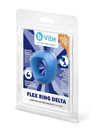 B-Vibe Flex Ring Delta Silicone Cock Ring - Blue