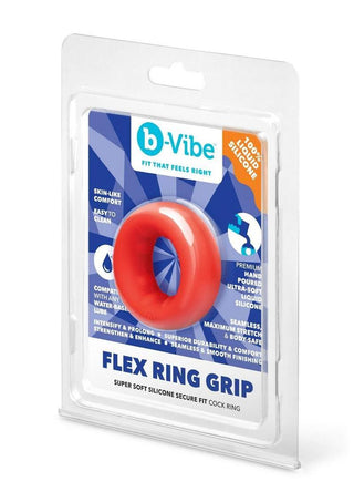 B-Vibe Flex Ring Grip Silicone Cock Ring - Red