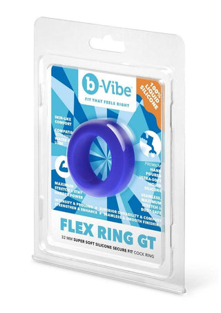 B-Vibe Flex Ring Gt Silicone Cock Ring - Blue - 32mm