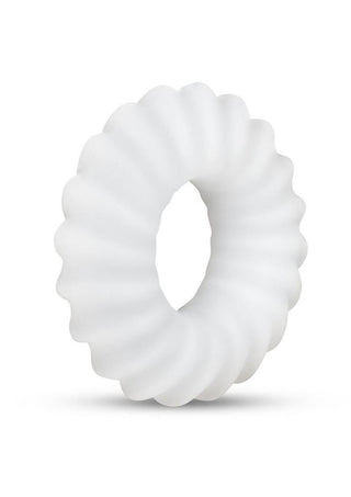 B-Vibe Flex Ring Ripple Silicone Cock Ring - White