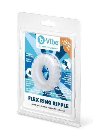 B-Vibe Flex Ring Ripple Silicone Cock Ring - White