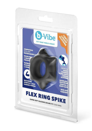 B-Vibe Flex Ring Spike Silicone Cock Ring - Black