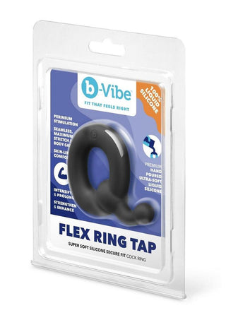 B-Vibe Flex Ring Tap Silicone Cock Ring - Black
