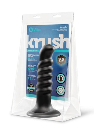 B-Vibe Krush Curved and Ribbed Dildo with Suction Cup - Black
