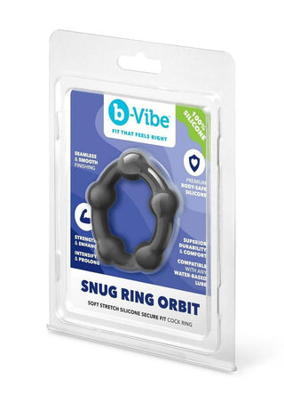 B-Vibe Snug Ring Orbit Nubby Silicone Cock Ring - Black