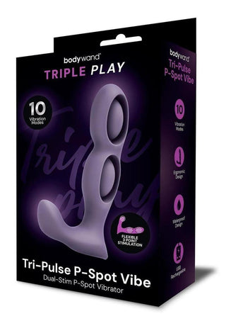 Bodywand Triple Play Tri-Pulse P-Spot Vibe Rechargeable Silicone Dual-Stim Prostate Vibrator - Purple