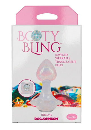 Booty Bling Jeweled Wearable Translucent Silicone Anal Plug - Clear - Small