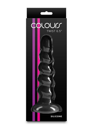 Colours Twist Silicone Dildo with Suction Cup - Black - 6.5in