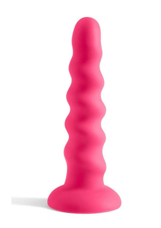 Colours Twist Silicone Dildo with Suction Cup - Pink - 6.5in