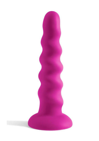 Colours Twist Silicone Dildo with Suction Cup - Purple - 6.5in