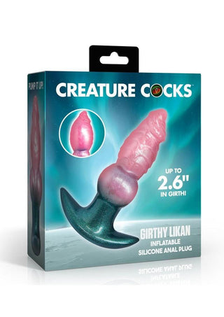 Creature Cocks Girthy Likan Inflatable Silicone Anal Plug - Multicolor