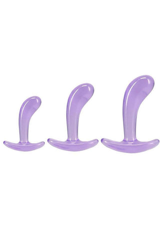 Crystal Jellies Curved Anal Trainer - Purple - 3 Piece/Set