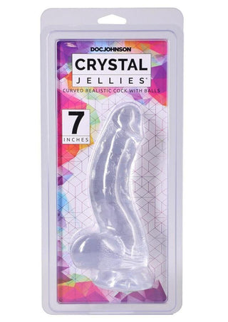Crystal Jellies Curved Realistic Cock with Balls - Clear - 7in