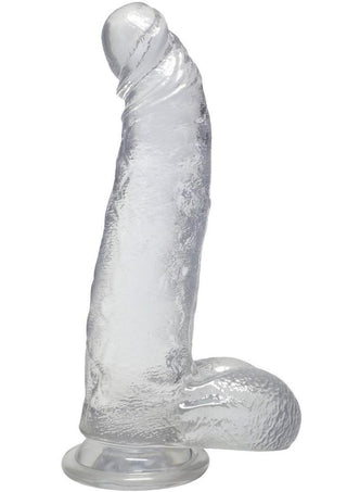 Crystal Jellies Curved Realistic Cock with Balls - Clear - 8in