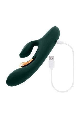 Golden Goddess Rechargeable Silicone Vibrator with Clitoral Stimulator
