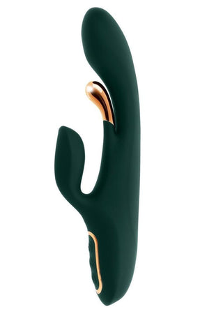 Golden Goddess Rechargeable Silicone Vibrator with Clitoral Stimulator