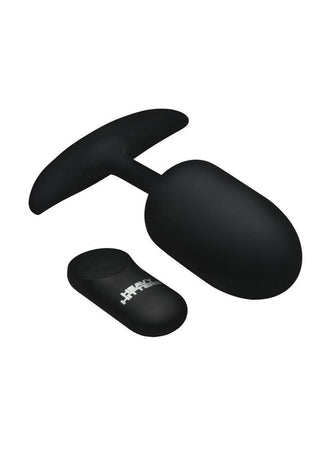 Heavy Hitters Vibrating Weighted Silicone Anal Plug - Black - XLarge