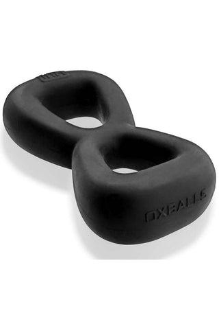 Hunkyjunk Boomerang Silicone Double-Ring Cockring and Nut-Tugger - Black Fog - Black