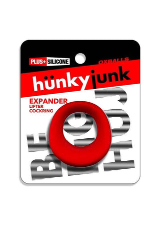 Hunkyjunk Expander Slimmer Scoop Style Silicone Cockring - Red Velvet - Red