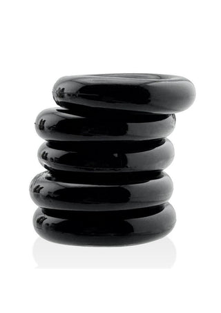 Hunkyjunk Jacker 5 Stack Super-Strong Cockrings - Black - 5 Pack
