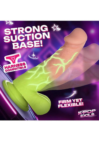 K Pop Reiven Glow In The Dark Silicone Dildo with Balls