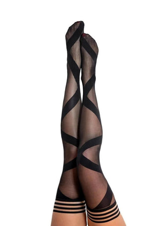 Kixies Jackie Ballet Style Thigh Highs - Size B - Black - Medium