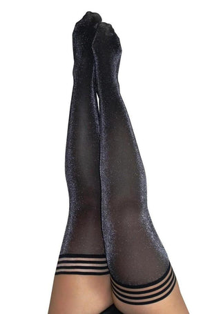 Kixies Kaylee Shimmer Thigh High Tights - Size C - Grey - Large