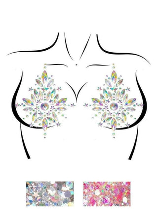 Leg Avenue Cambria Nipple Jewels Stickers and Body Glitter - Clear - 2 Pack