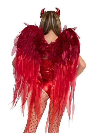 Leg Avenue Dark Enchantress Chiffon Wings and Horn Headband - Red - One Size - 2 Piece