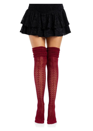 Leg Avenue Pointelle Acrylic Over The Knee Scrunch Sock