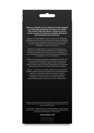 Love Notes Believe Silicone Ribbed Flexible Curved Dildo with Suction Cup