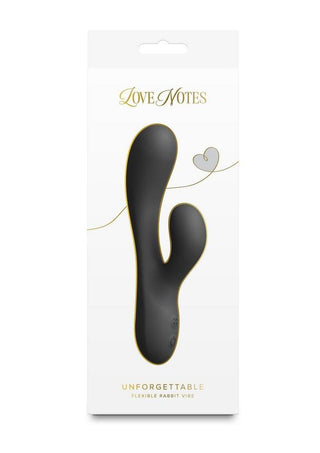 Love Notes Unforgettable Rechargeable Silicone Flexible Rabbit Vibrator - Black