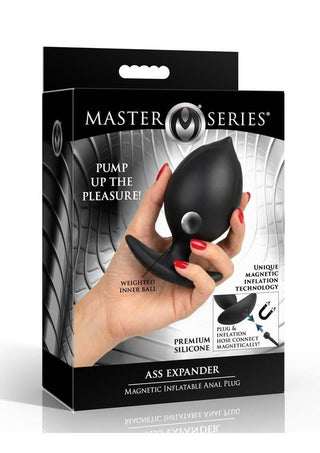 Master Series Ass Expander Magnetic Inflatable Silicone Anal Plug - Black