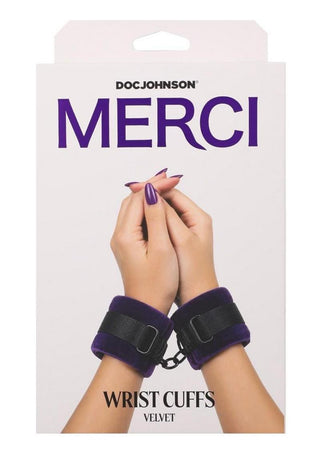 Merci Velvet Wrist Cuffs - Black/Purple