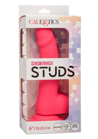 Neon Silicone Studs Dildo - Pink - 6in
