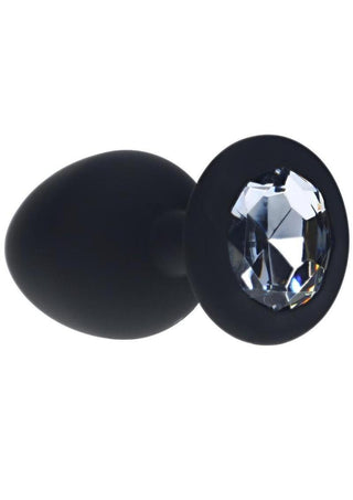 Ouch! Round Diamond Silicone Butt Plug - Black - Large