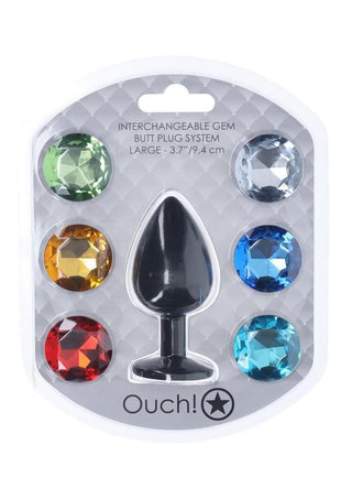Ouch! Round Diamond Silicone Butt Plug - Black - Large