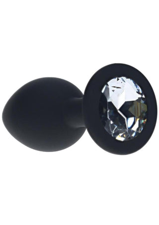 Ouch! Round Diamond Silicone Butt Plug - Black - Small