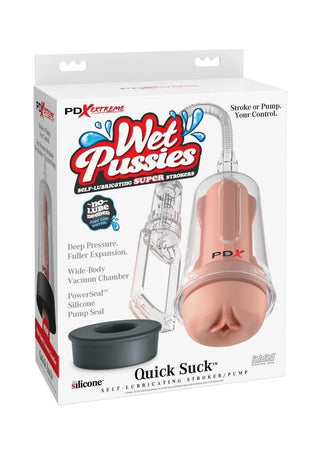 Pdx Extreme Wet Pussies Self Lubricating Pump System Deep Suck - Clear/Vanilla