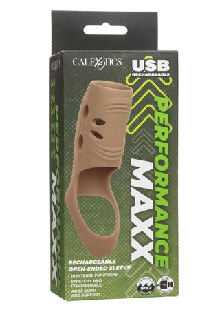 Performance Maxx Rechargeable Silicone Open-Ended Sleeve - Caramel