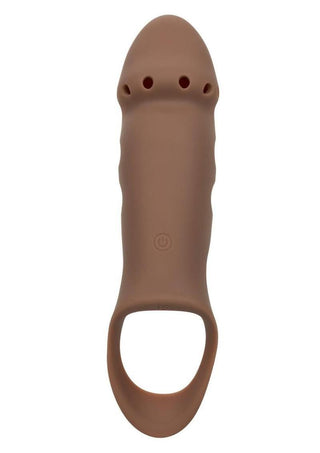 Performance Maxx Rechargeable Silicone Stud Dildo - Caramel - 7.5in