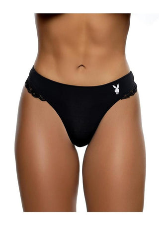 Playboy Ultra Soft Panty - Black/White - Medium/Small