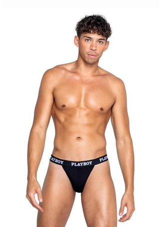 Playboys Mens Modal Gym Thong - Black/White - XLarge