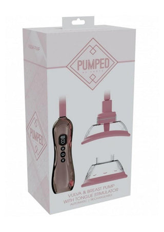 Pumped Automatic Rechargeable Vulva and Breast Pump with Rotating and Vibrating Tongue - Rose Gold